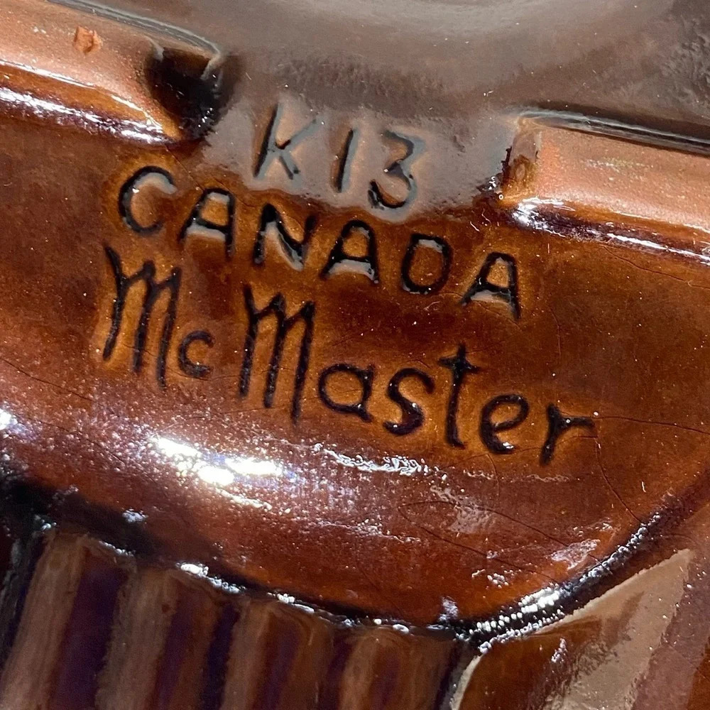 Vintage MCM K13 Canada McMaster Orange Brown Glaze Ceramic Ashtray Trinket Dish - Picture 9 of 12